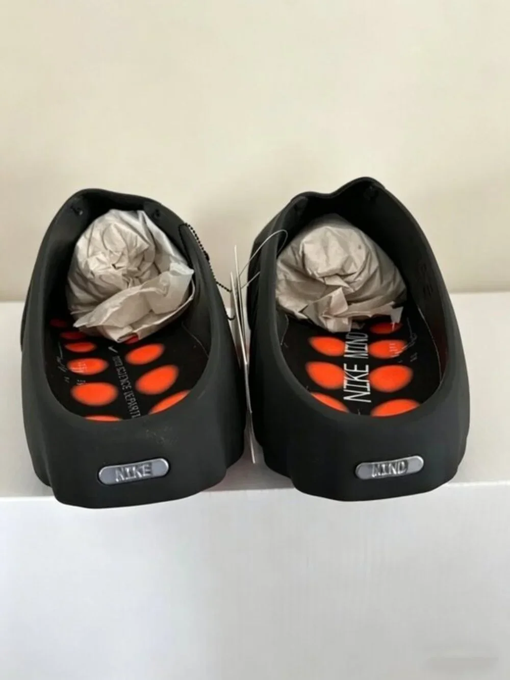 Nike Black Slides with Orange Cushion Pods